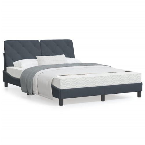 Vidaxl Cadre De Lit Avec Lumières Led Gris Foncé 140x190 Cm Velours