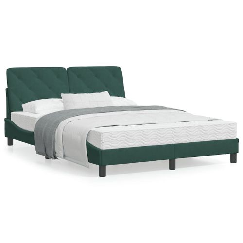 Vidaxl Cadre De Lit Avec Lumières Led Vert Foncé 140x190 Cm Velours