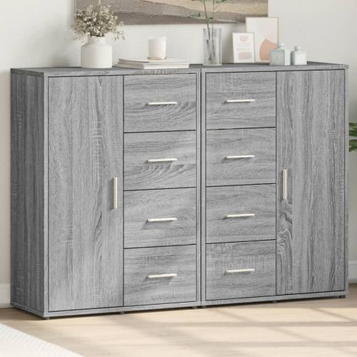 Vidaxl Buffets 2 Pcs Sonoma Gris 60x31x84 Cm Bois D'ingénierie