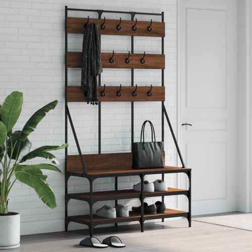 Vidaxl Porte-Vêtements Et Rangement Des Chaussures Chêne Marron