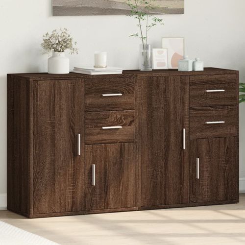 Vidaxl Buffets 2 Pcs Chêne Marron 60x31x70 Cm Bois D'ingénierie