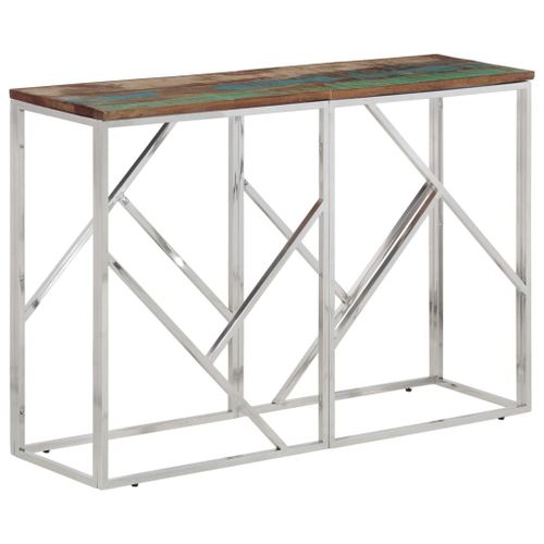 Vidaxl Table Console Argenté Acier Inoxydable/Bois Massif Récupération