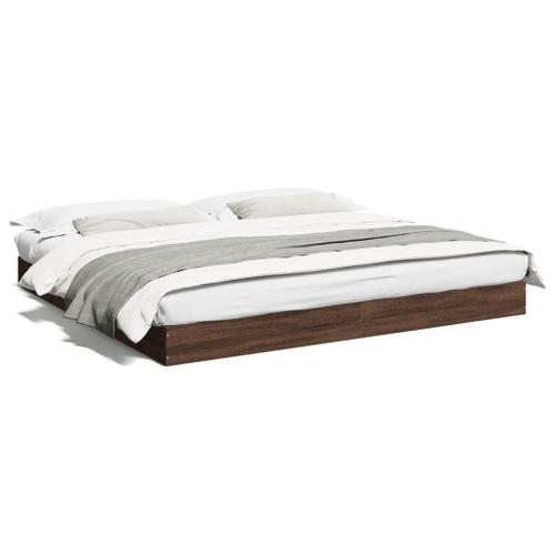 Vidaxl Cadre De Lit Chêne Marron 200x200 Cm Bois D'ingénierie