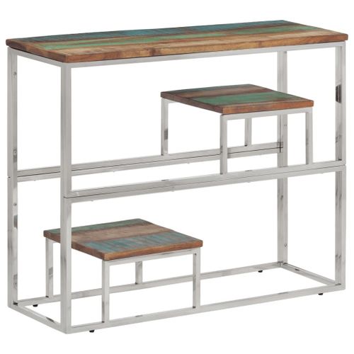 Vidaxl Table Console Argenté Acier Inoxydable/Bois Massif Récupération