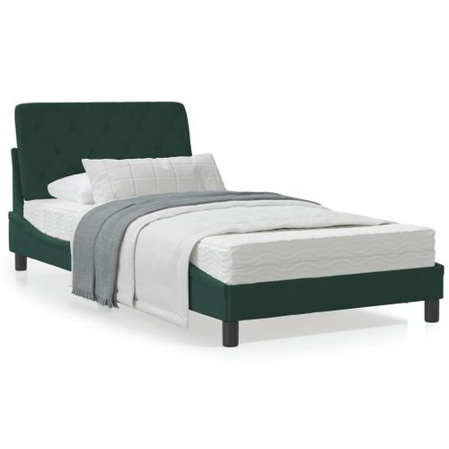 Vidaxl Cadre De Lit Avec Lumières Led Vert Foncé 100x200 Cm Velours