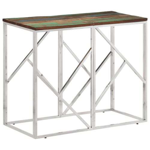 Vidaxl Table Console Argenté Acier Inoxydable/Bois Massif Récupération