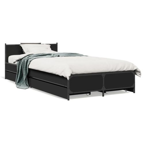Vidaxl Cadre De Lit Avec Tiroirs Sans Matelas Noir 100x200 Cm