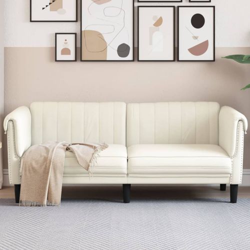 Vidaxl Canapé À 2 Places Crème Velours