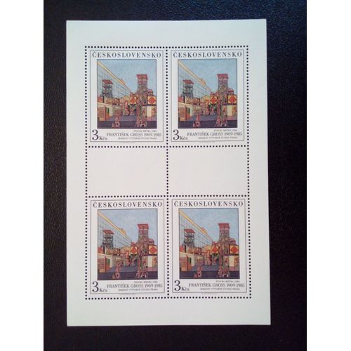 Timbre Tchécoslovaquie Yt Bf 2703 Bâtiment Metra, De Frantisek Gross (1909-1985) 1986