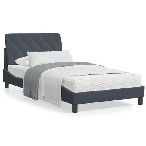 Vidaxl Cadre De Lit Avec Tête De Lit Gris Foncé 100x200 Cm Velours