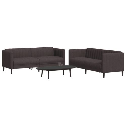 Vidaxl Ensemble De Canapés 2 Pcs Marron Foncé Tissu