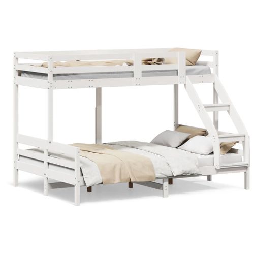 Vidaxl Lit Superposé Sans Matelas 80x200/140x200 Cm Blanc Bois Massif