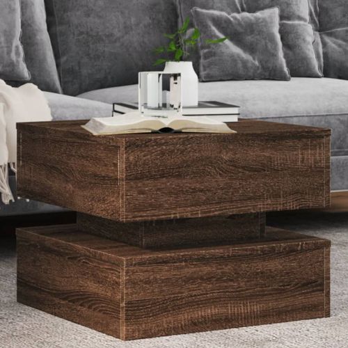 Vidaxl Table Basse Avec Lumières Led Chêne Marron 50x50x40 Cm