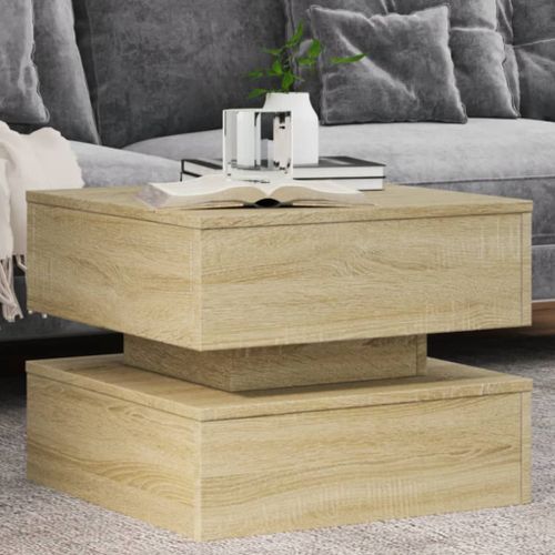 Vidaxl Table Basse Avec Lumières Led Chêne Sonoma 50x50x40 Cm