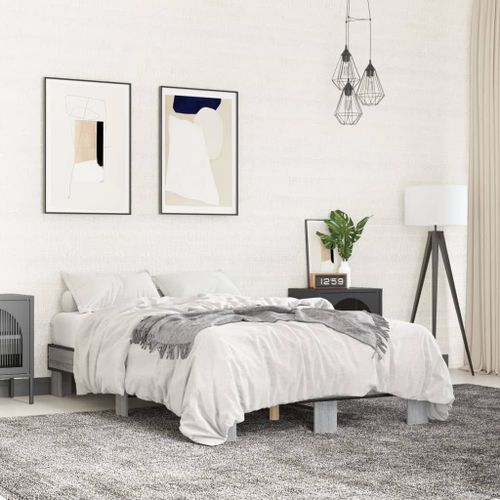 Vidaxl Cadre De Lit Sans Matelas Sonoma Gris 120x190 Cm
