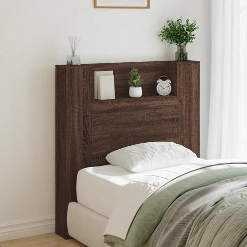 Vidaxl Armoire Tête De Lit Avec Led Chêne Marron 100x16,5x103,5 Cm