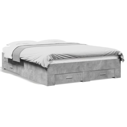 Vidaxl Cadre De Lit Avec Tiroirs Sans Matelas Gris Béton 120x200 Cm