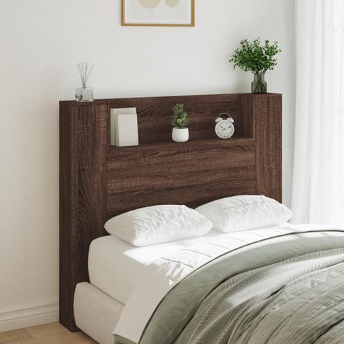 Vidaxl Armoire Tête De Lit Avec Led Chêne Marron 120x16,5x103,5 Cm