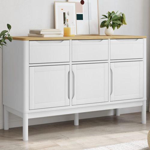 Vidaxl Buffet Floro Blanc 114x43x74 Cm Bois Massif De Pin