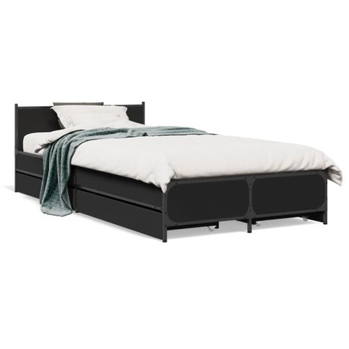 Vidaxl Cadre De Lit Avec Tiroirs Sans Matelas Noir 90x190 Cm