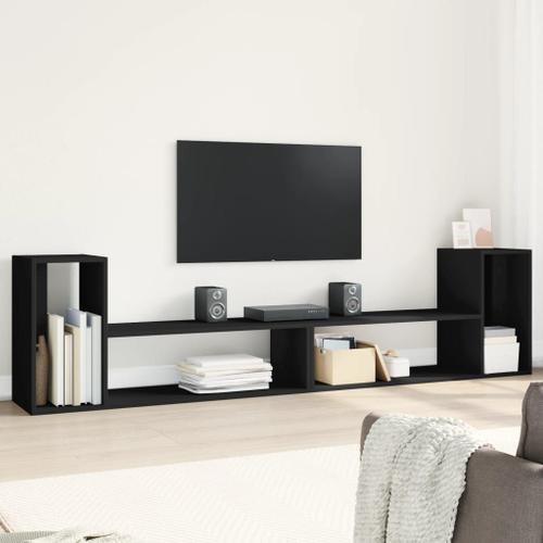 Vidaxl Meubles Tv 2 Pcs Noir 100x30x50 Cm Bois D'ingénierie