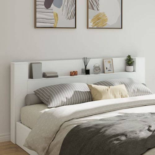 Vidaxl Armoire Tête De Lit Avec Led Blanc 220x16,5x103,5 Cm