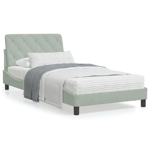 Vidaxl Cadre De Lit Avec Tête De Lit Gris Clair 100x200 Cm Velours