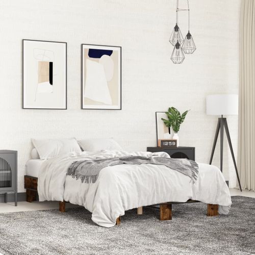 Vidaxl Cadre De Lit Sans Matelas Chêne Fumé 120x190 Cm