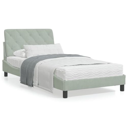 Vidaxl Lit Avec Matelas Gris Clair 100x200 Cm Velours