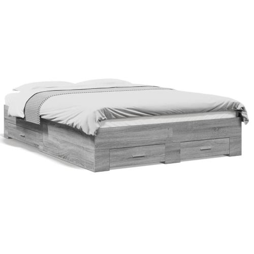 Vidaxl Cadre De Lit Avec Tiroirs Sans Matelas Sonoma Gris 140x190 Cm