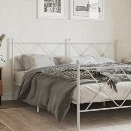 Vidaxl Tête De Lit Métal Blanc 180 Cm