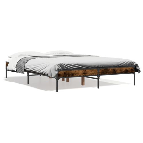 Vidaxl Cadre De Lit Sans Matelas Chêne Fumé 120x190 Cm