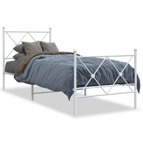 Vidaxl Cadre De Lit Métal Avec Tête De Lit/Pied De Lit Blanc 80x200 Cm