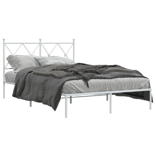 Vidaxl Cadre De Lit Métal Avec Tête De Lit Blanc 120x190 Cm