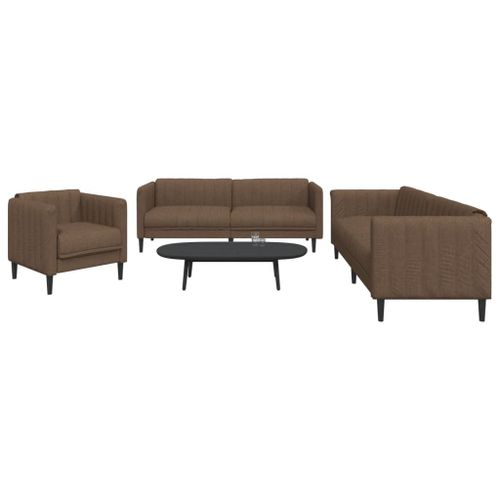 Vidaxl Ensemble De Canapés 3 Pcs Marron Tissu