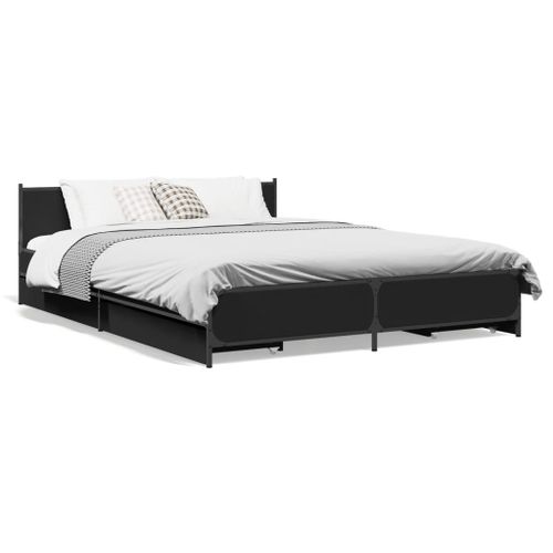 Vidaxl Cadre De Lit Avec Tiroirs Sans Matelas Noir 120x190 Cm