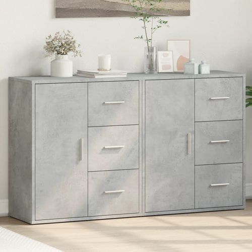 Vidaxl Buffets 2 Pcs Gris Béton 60x31x70 Cm Bois D'ingénierie