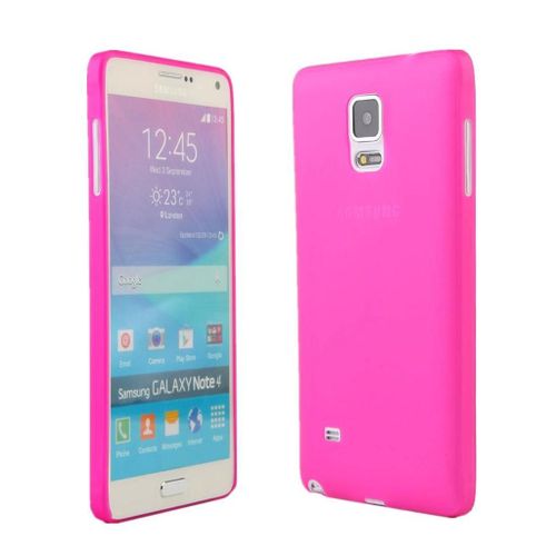 Coque Samsung Galaxy Note 4 Ultra-Fine Rose Fushia Semi Transparent Silicone Rigide (Tpu)