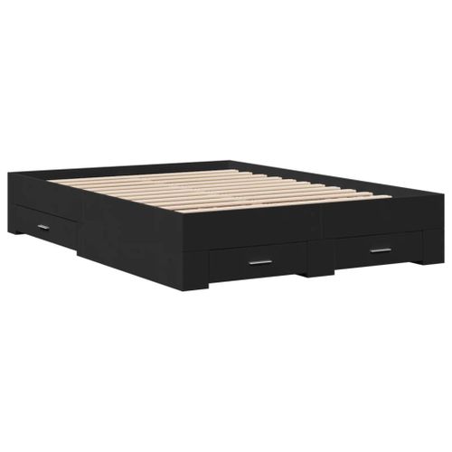 Vidaxl Cadre De Lit Avec Tiroirs Sans Matelas Noir 120x200 Cm