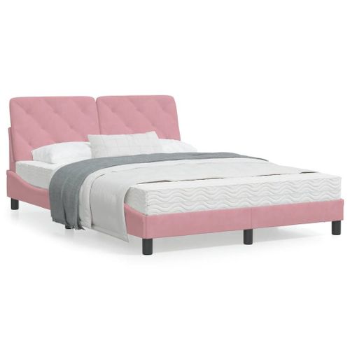 Vidaxl Lit Avec Matelas Rose 120x200 Cm Velours