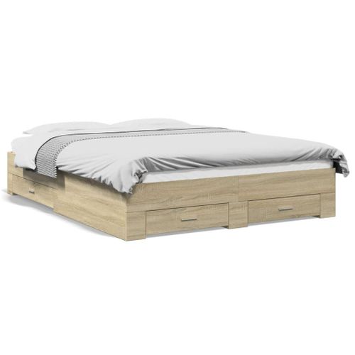 Vidaxl Cadre De Lit Avec Tiroirs Sans Matelas Chêne Sonoma 140x200 Cm