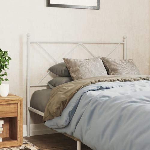 Vidaxl Tête De Lit Métal Blanc 100 Cm