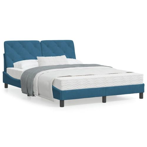 Vidaxl Cadre De Lit Avec Lumières Led Bleu 120x200 Cm Velours