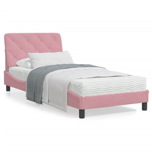 Vidaxl Lit Avec Matelas Rose 80x200 Cm Velours