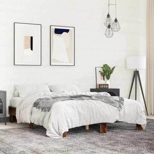 Vidaxl Cadre De Lit Sans Matelas Chêne Fumé 150x200 Cm