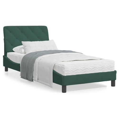 Vidaxl Cadre De Lit Avec Lumières Led Vert Foncé 90x200 Cm Velours