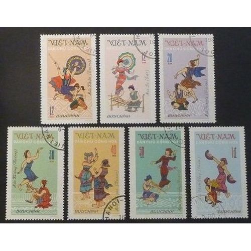 Vietnam Nord Y Et T N° 768 769 771 772 À 775 Lot De 7 Timbres De 1972 Danses Folkloriques