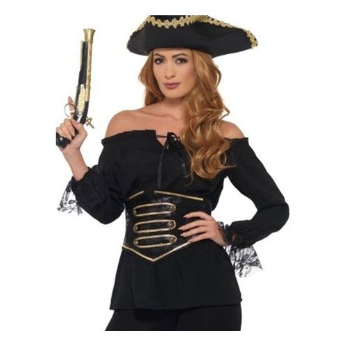Chemise Pirate Noire En Dentelle Pour Femme (Taille M)