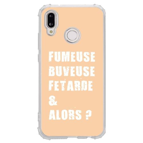 Coque Souple Pour Huawei P20 Lite Avec Impression Motifs Fumeuse Et Alors Beige