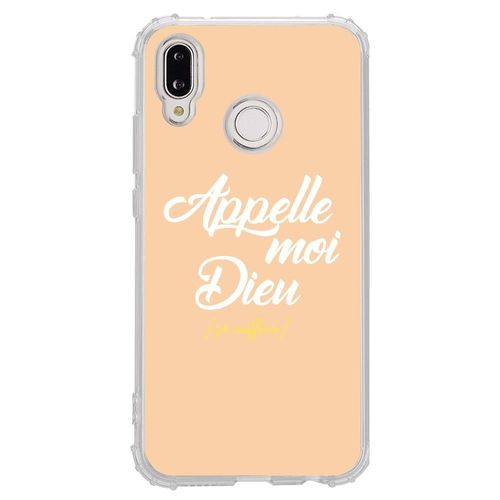 Coque Souple Pour Huawei P20 Lite Avec Impression Motifs Appelle Moi Dieu Beige